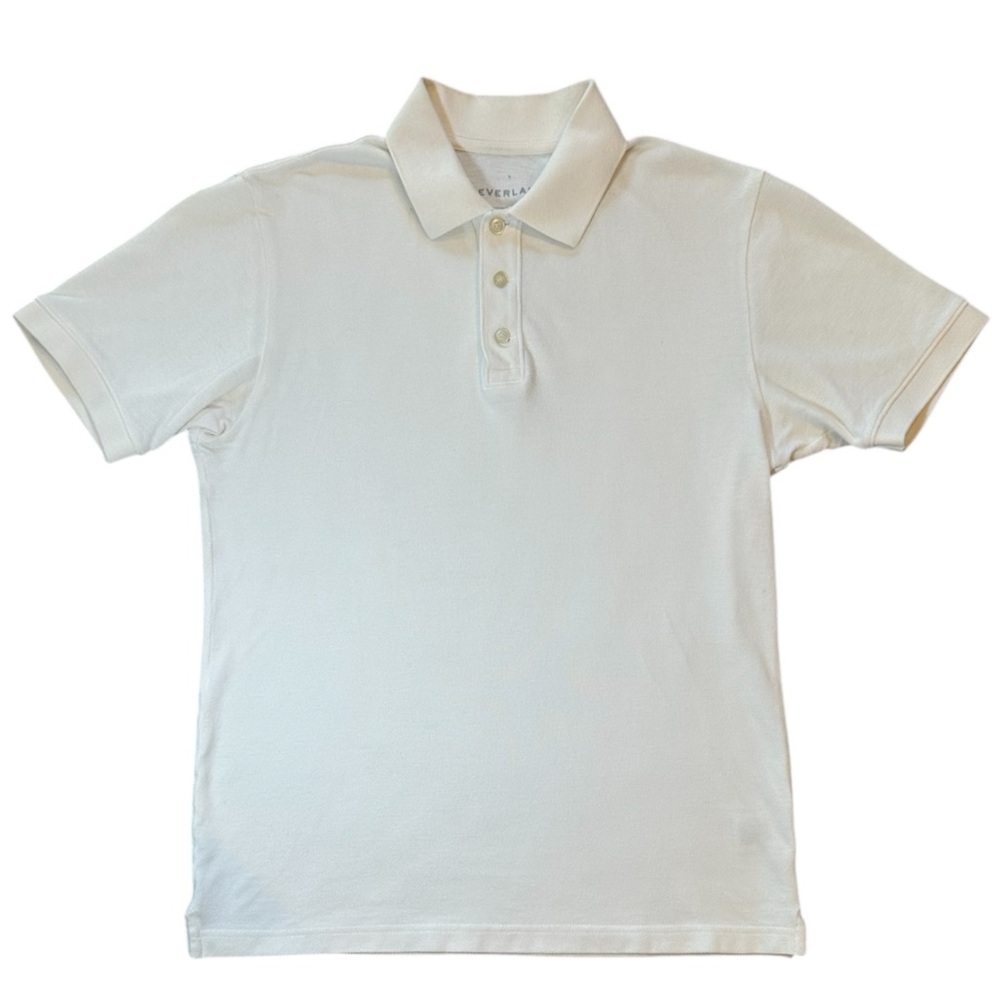 Everlane Men's White Polo Shirt Short Sleeve Cotton Pique Collared Size Small